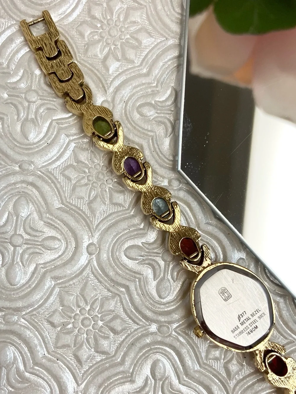 Vintage Jules Jurgensen Gemstone Accented Band Dainty Ladies Cocktail Watch